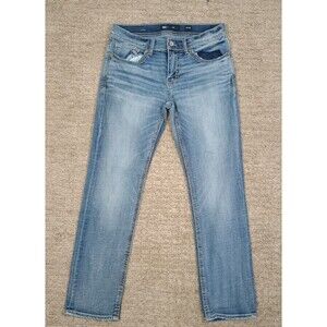 BKE Alec Jeans Mens 32x30 Blue Stretch Whiskered Faded Denim Straight